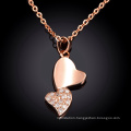 Rose Gold Heart to Heart Pendant Elegant Personality Woman Heart - Shaped Necklace